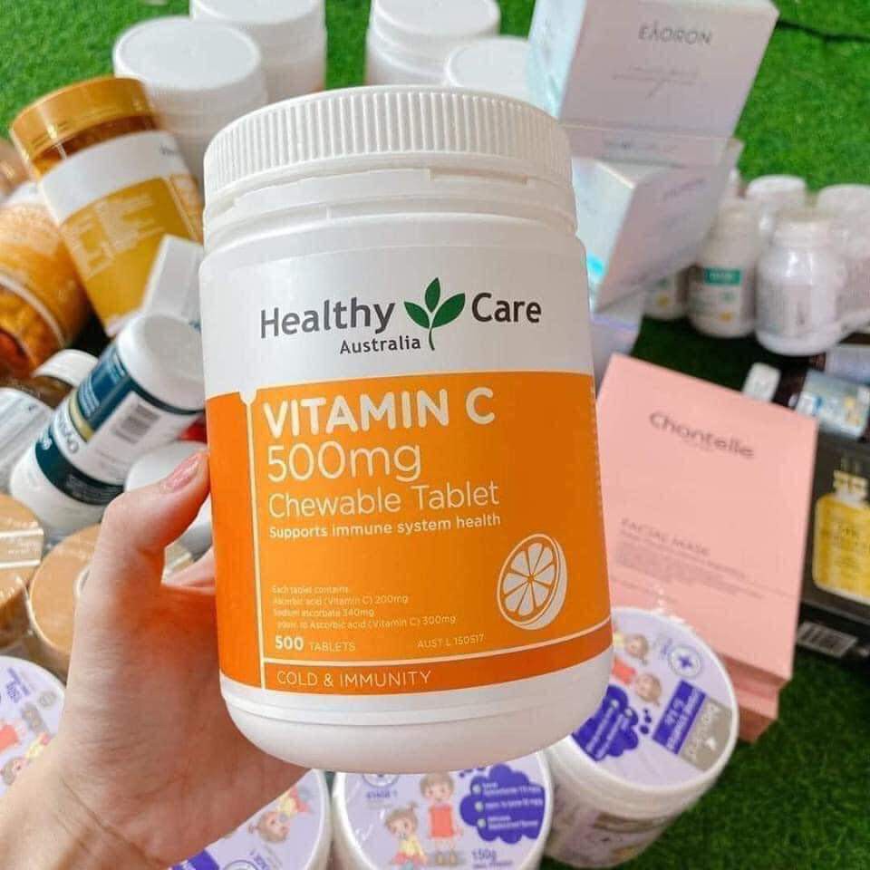 Vitamin C Healthy Care Úc dạng viên nhai viên ngậm 500mg 500 viên | Thế Giới Skin Care