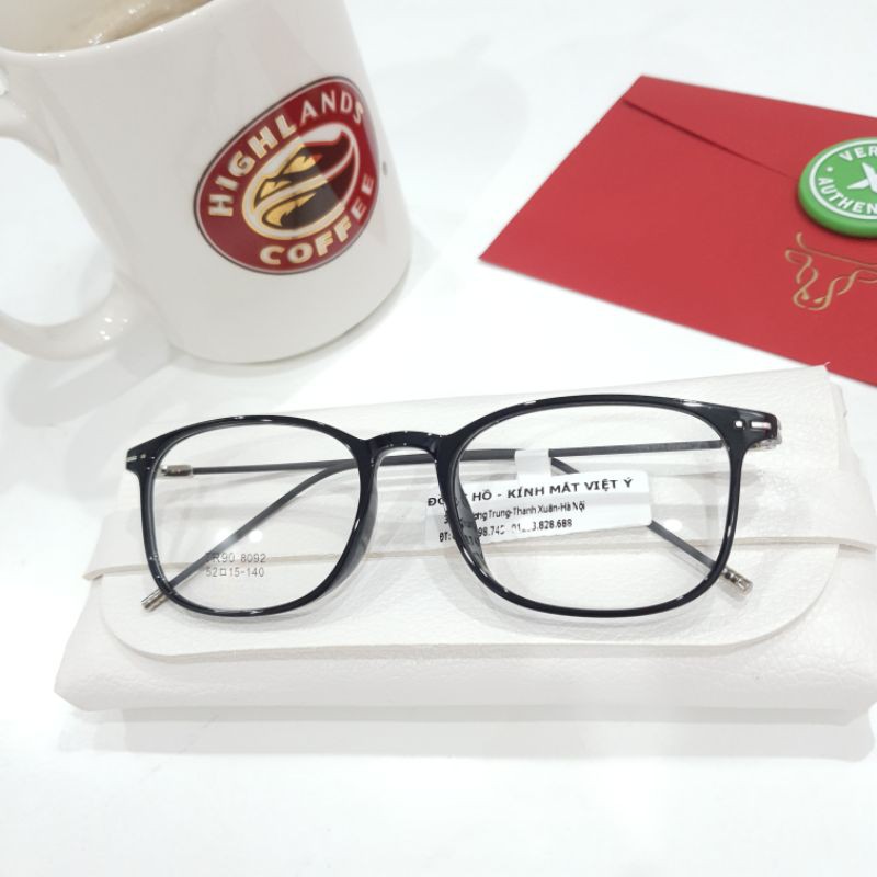 Gọng kính dáng vuông nhựa siêu nhẹ TR90 8092 màu đen