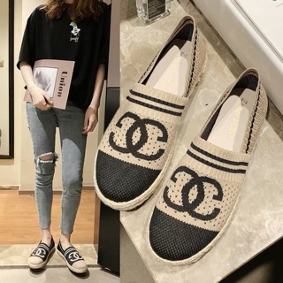 Giày slipon len chun đế cói
