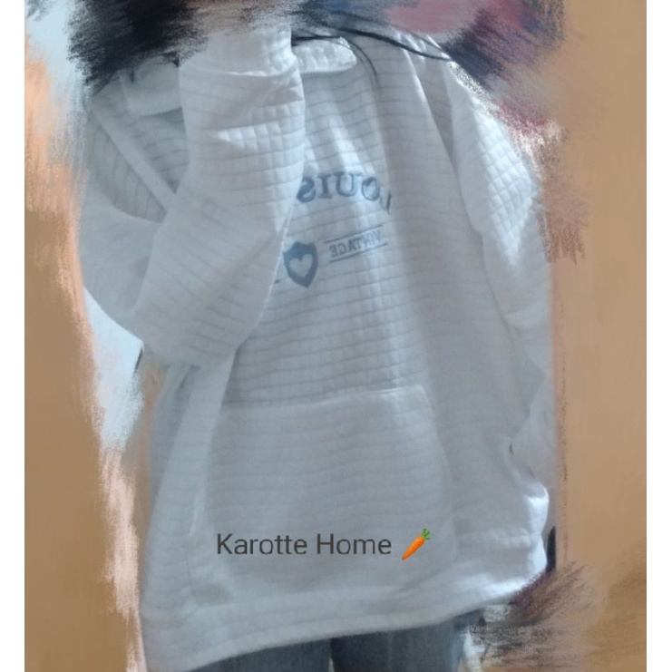 Áo sweater thêu Louis Heart vải xốp khóa kéo 🍥