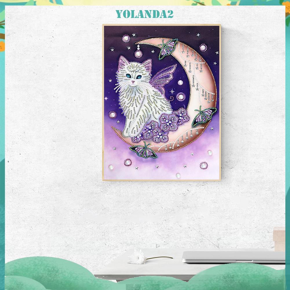 Bộ Tranh Đính Đá 5d Tự Làm Hình Chú Mèo Đáng Yêu