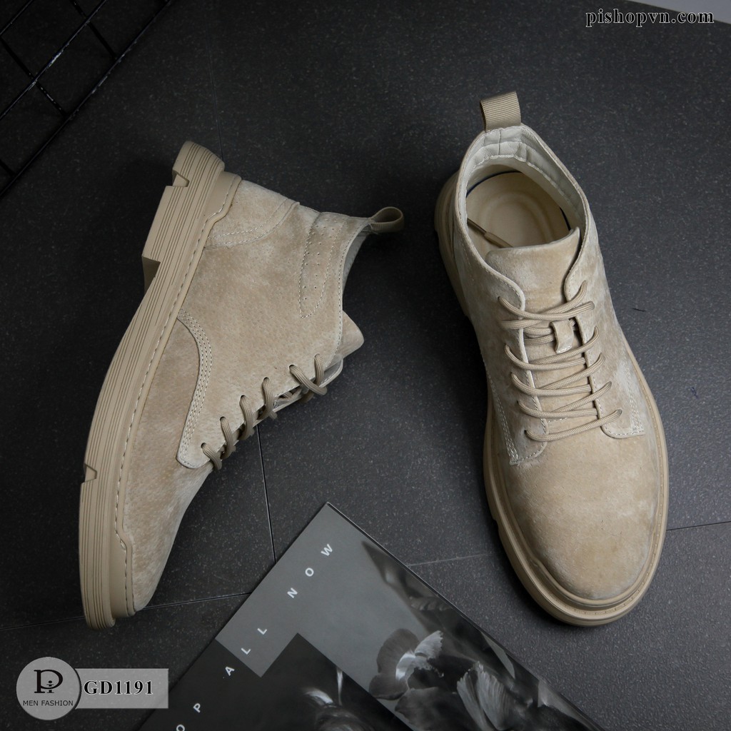 [Giày Da Nam] Giày Sneaker Nam - Giày da Lộn Cao Cổ - Thời Trang Cao Cấp GD1191 thusamshop