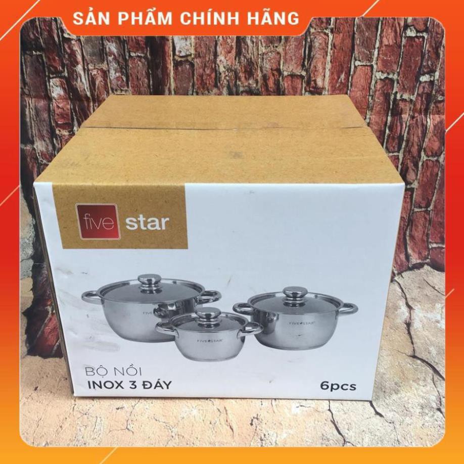 [FreeShip]  Bộ nồi 3 chiếc Fivestar 3 đáy nắp inox Huy Anh