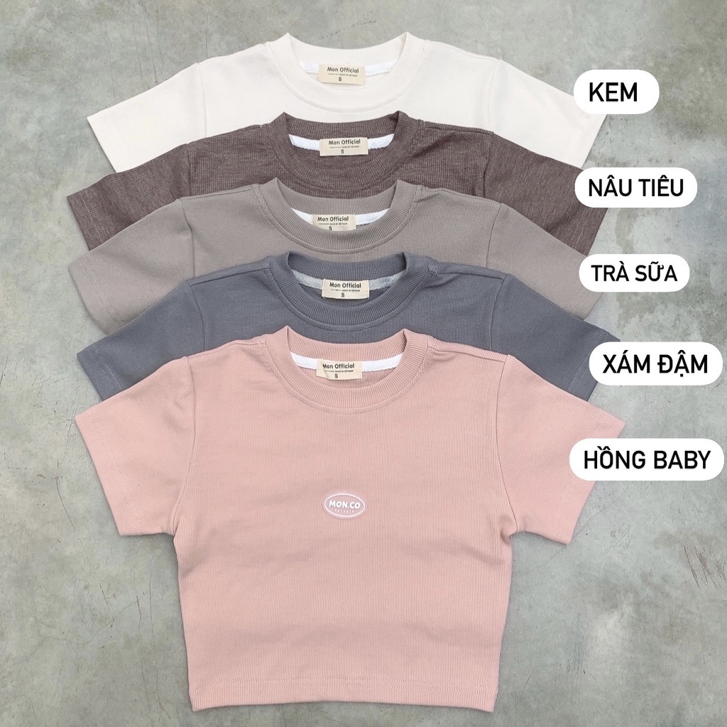 SS0515 Áo Croptop Nữ Logo Mon.Co chất thun gân