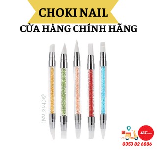 Bút silicon 2 đầu cán đá sét 5 bút nặn hoa, Dặm foi