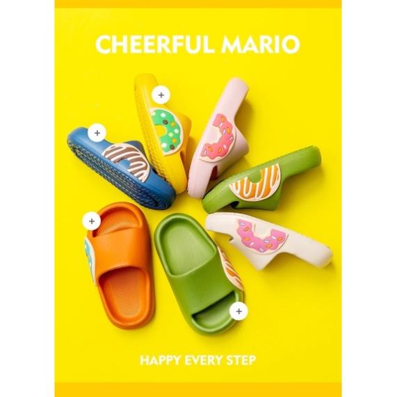 Dép lê bánh mì Cheerful Mario Donut hợp chất EVA siêu nhẹ, mềm êm cho bé