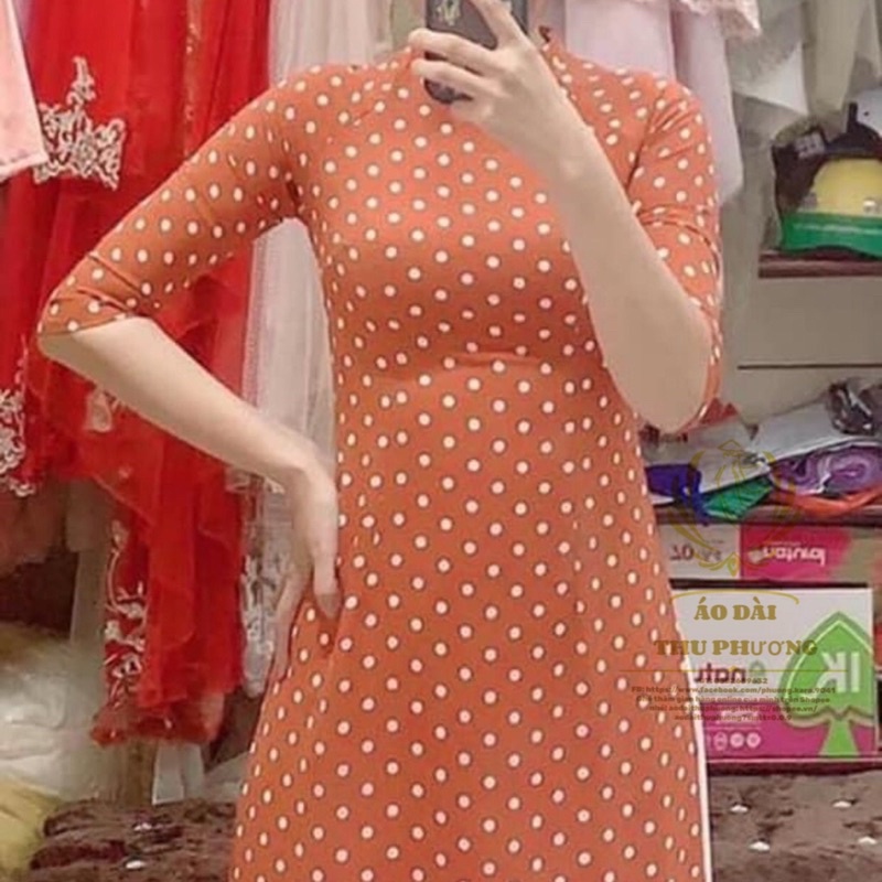 Áo dài chấm bi, dây nơ | BigBuy360 - bigbuy360.vn