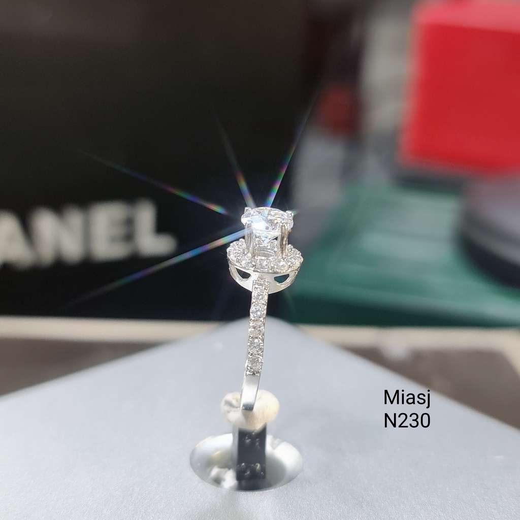 Nhẫn nữ bạc Ý S925 nạm đá xoàng 2 tầng cao cấp MiASJ N230 sang trọng