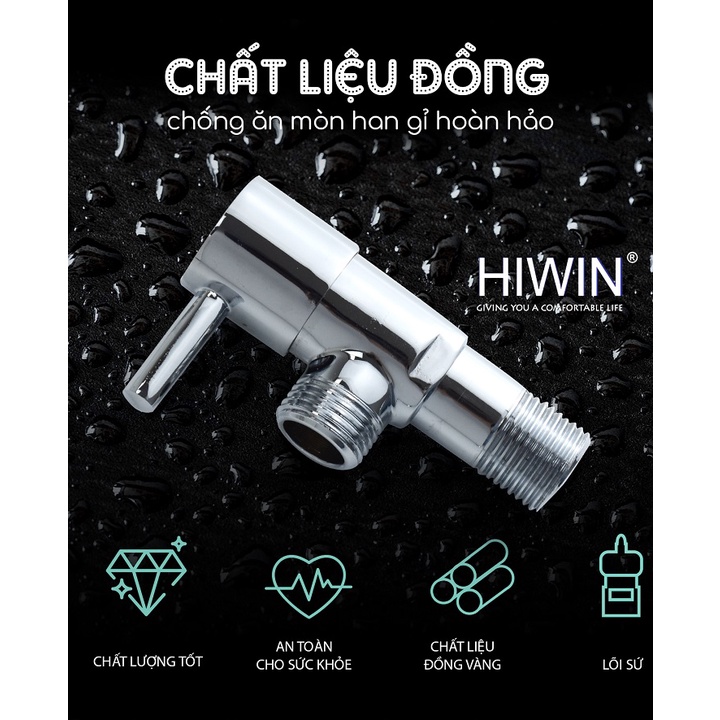 Van T chia nước vòi sen vòi xịt, van giảm áp lực nước chất liệu đồng mặt gương HIWIN JF-210