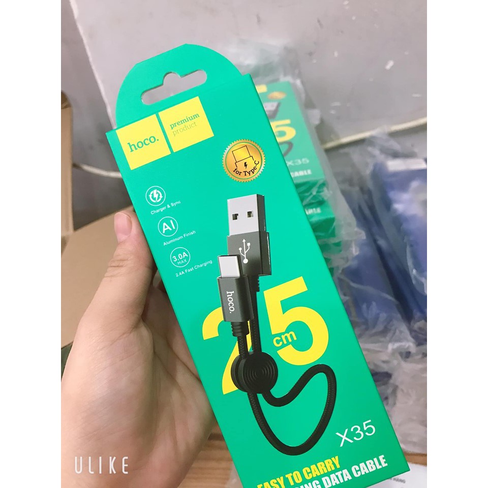 Cáp Sạc Iphone💝DÂY DÙ💝Dây Sạc Hoco X35 Cáp Sạc Ngắn 25cm Hỗ Trợ Sạc Nhanh 2.4A Cho Iphone Lightning/ Micro USB/ Type-C