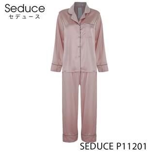 Bộ Đồ Ngủ Pijama Nữ Trơn Tay Dài Lụa Satin Seduce P11201