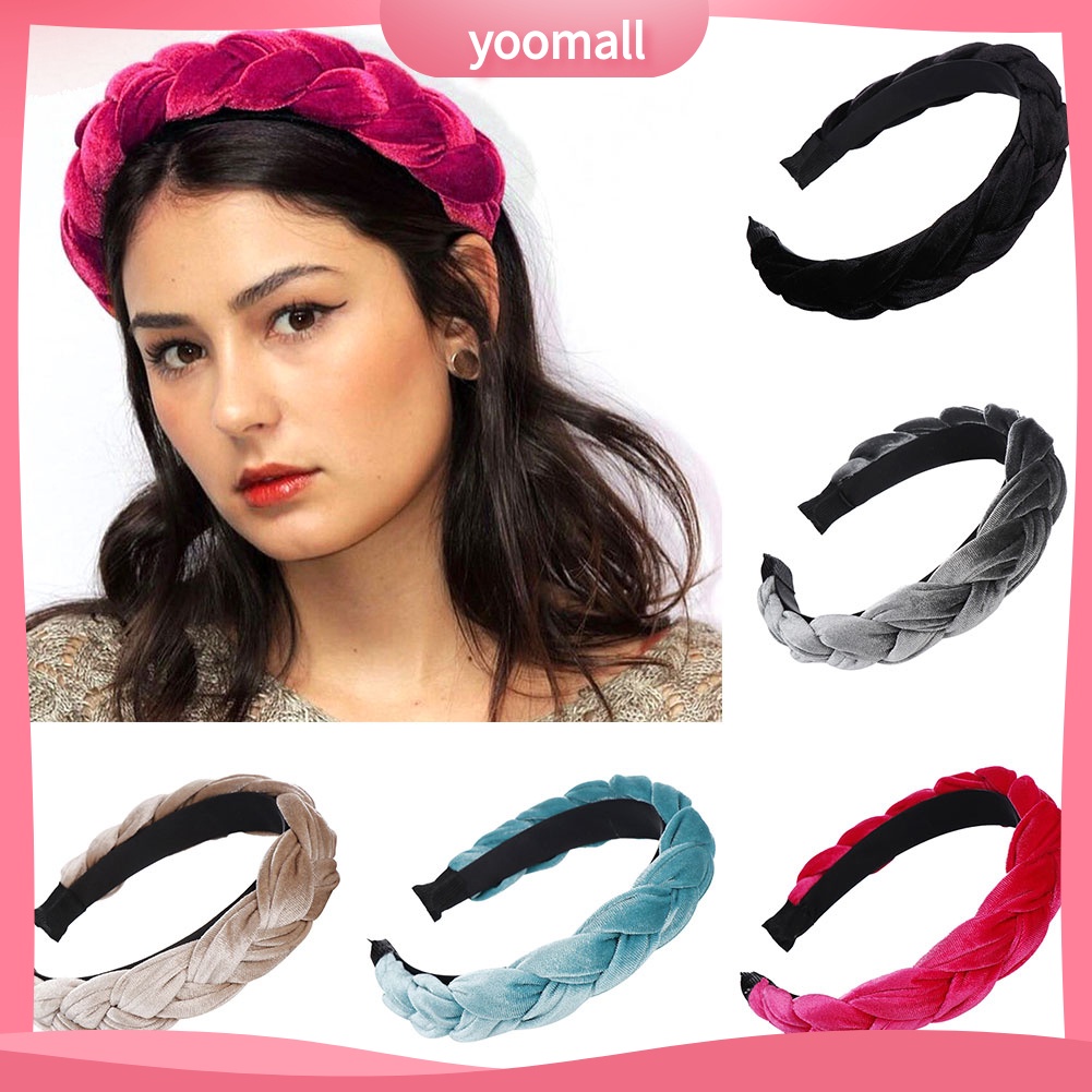 Băng Đô Cài Tóc Nữ Dạng Tết Bím Màu Trơn Thời Trang