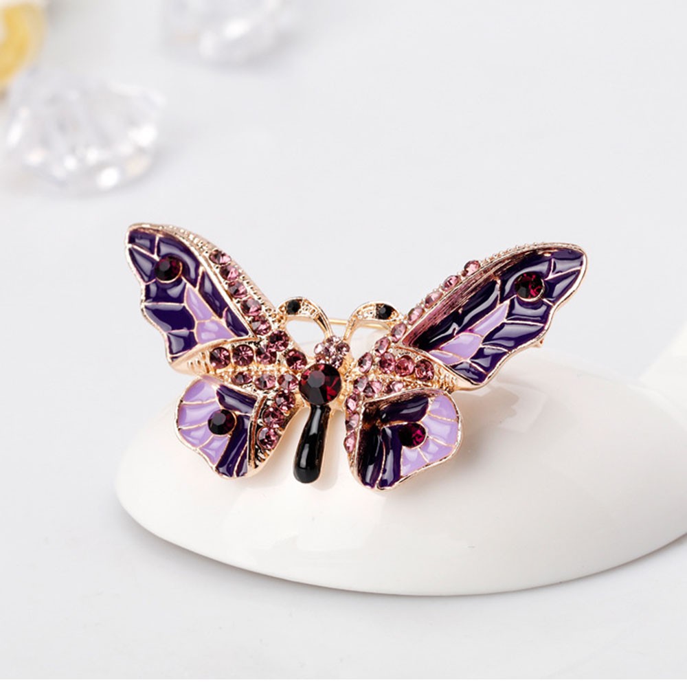 Ghim cài áo hình bướm côn trùng đính kim cương nhân tạo