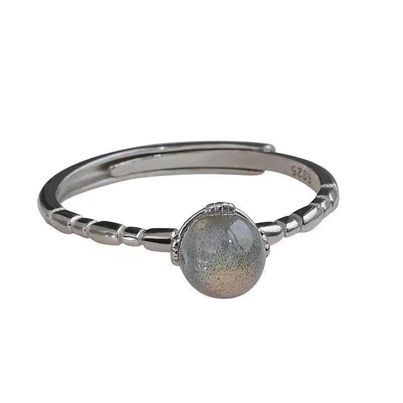Moonstone Ring Thiết kế đơn giản Nhẫn thời trang sang trọng Cá tính Nhẫn nữ Mở nhẫn Trang sức