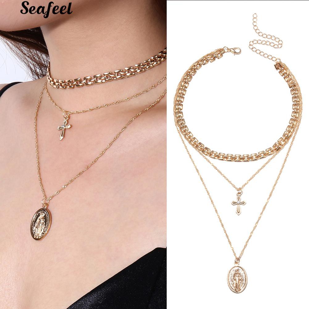 Vòng cổ choker hình thánh giá nhiều lớp