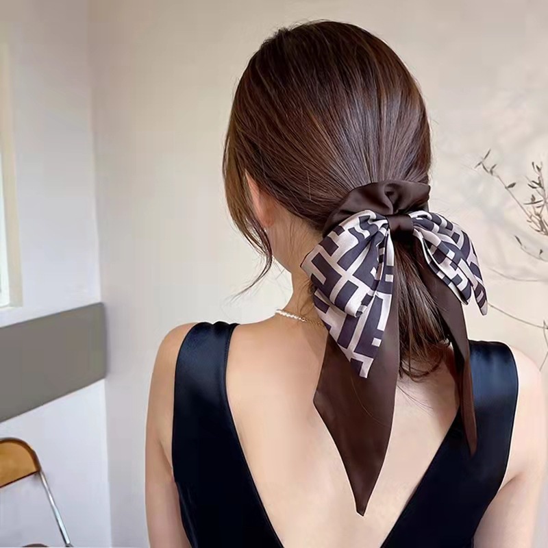 Dây Buộc Tóc Ruy Băng Dài In Chữ F Thanh Lịch Thời Trang Cho Nữ