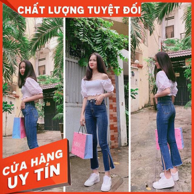 [hình thật] QUẦN JEANS ỐNG LOE ỐNG XẺ 1 bên- chất jeans đẹp xuất sắc