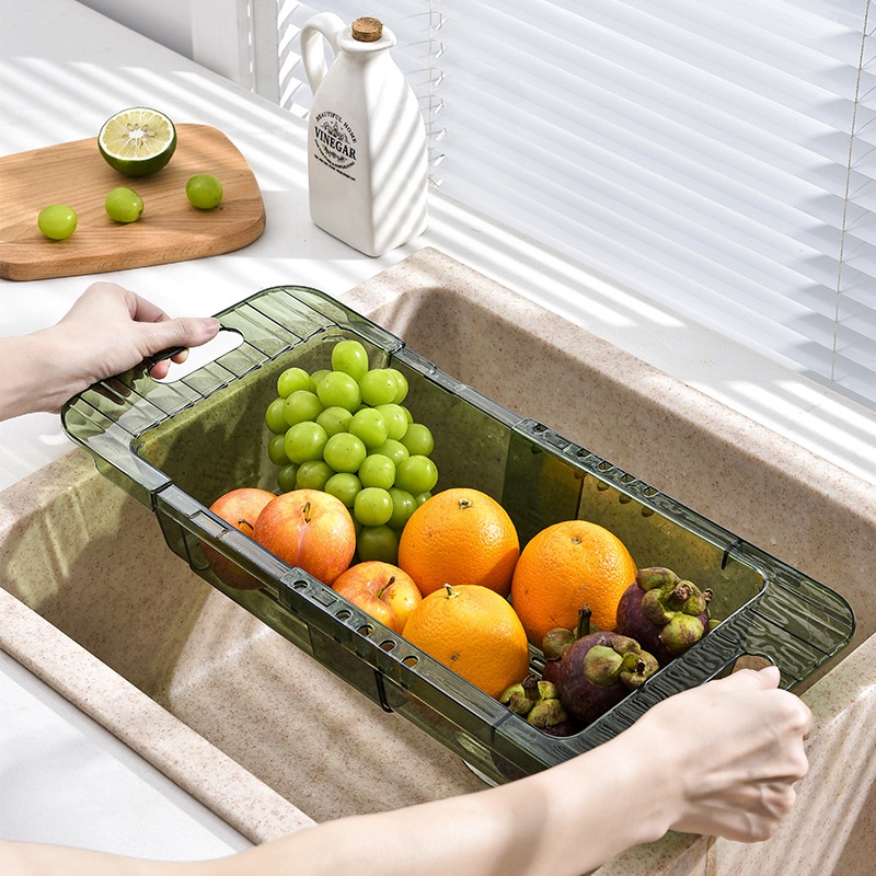 Rổ Rửa Rau Củ Quả Bằng Nhựa Trong Suốt Có Thể Thu Gọn Tiện Lợi