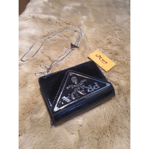 Túi đeo chéo 𝓟𝓻𝓪𝓭𝓪 da bóng Siêu Hot size 19cm fullbox
