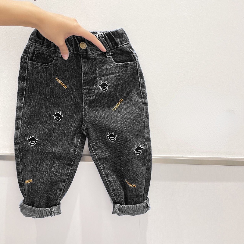 Quần Jean bé trai bé gái,Quần Jeans Thêu Họa Tiết Phong Cách Hàn Quốc Cho Bé Trai