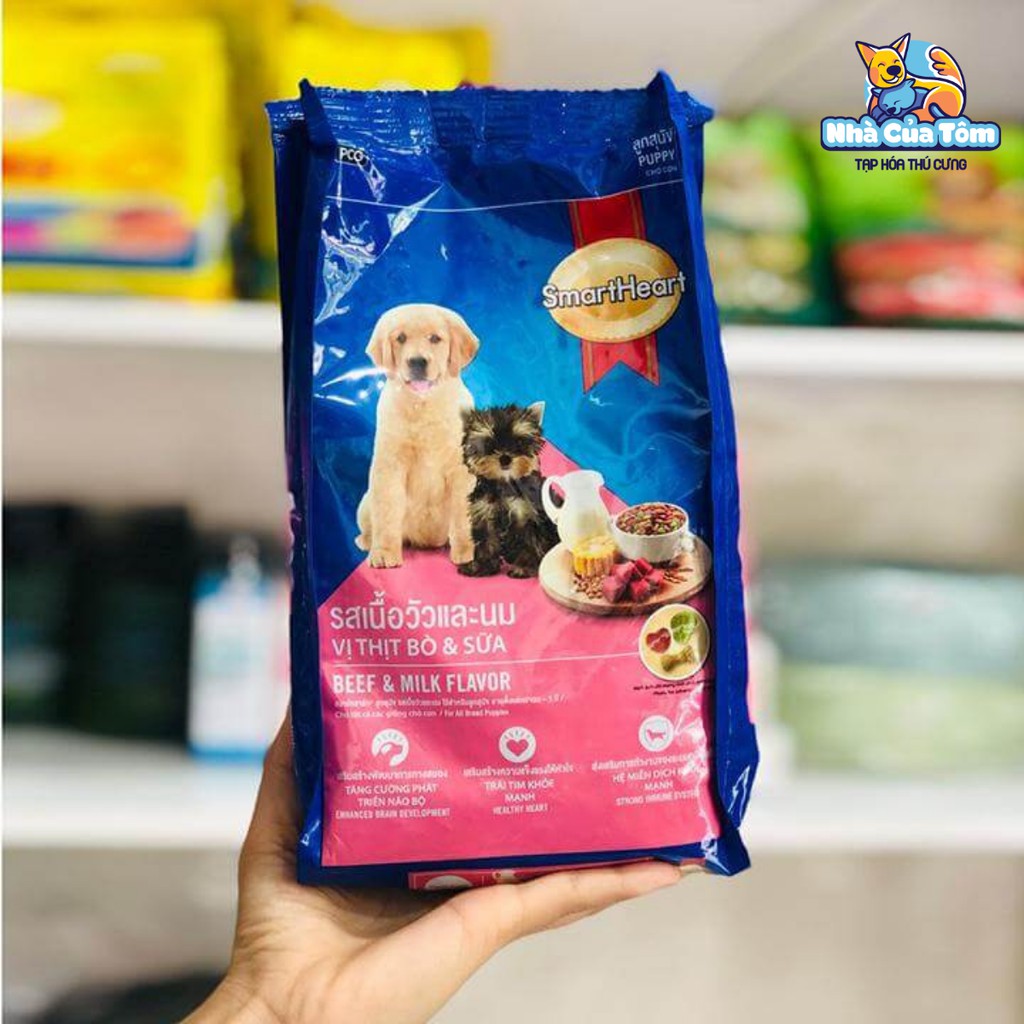 [400g] Thức Ăn Hạt SmartHeart Puppy Cho Chó Con Dưới 12 Tháng Tuổi - Vị Thịt Bò &amp; Sữa