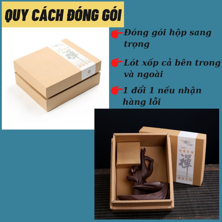 Thác khói trầm hương TAY PHẬT THỦ ẤN , thác khói tỏa ngược tặng 5 nụ trầm loại 1