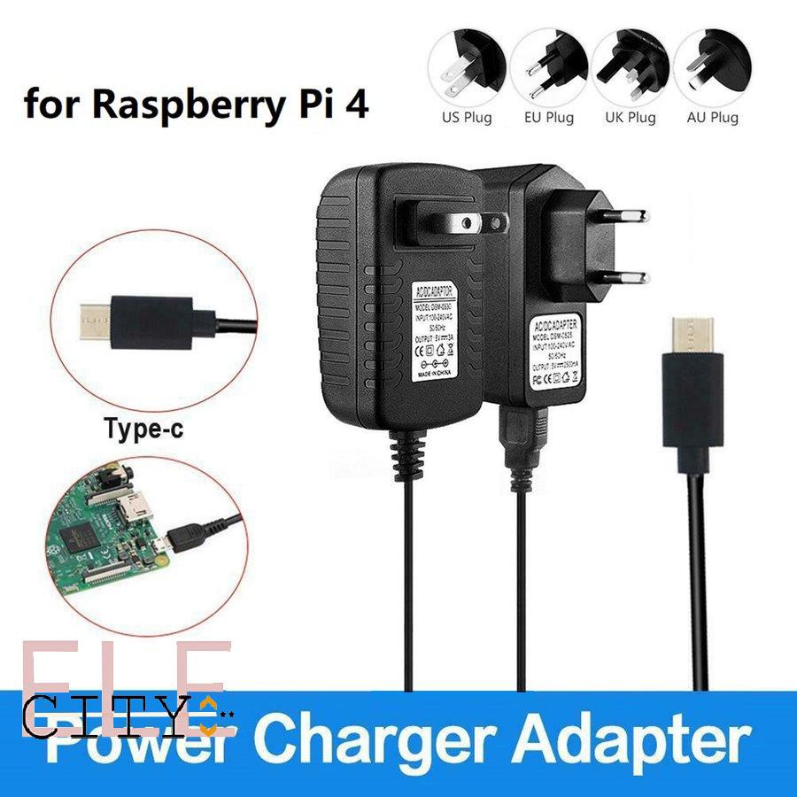 ✨kho sẵn sàng✨5V 3A Type-C USB AC/DC Wall Charger Adapter Cord For Raspberry Pi 4 Model B