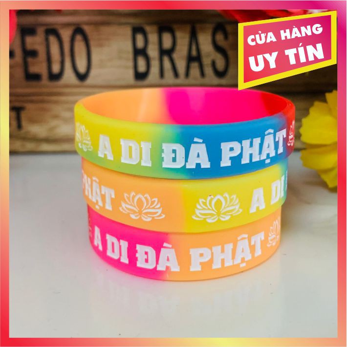 Vòng Tay Cao Su Trẻ Em  A DI ĐÀ PHẬT. Vòng phân đoạn màu