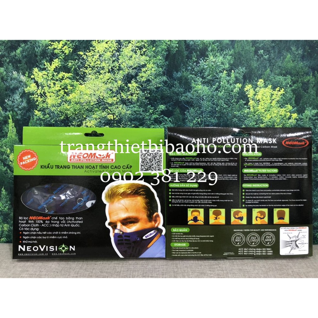 Khẩu trang than hoạt tính NeoVision NeoMask NM quàng gáy màu xanh đen