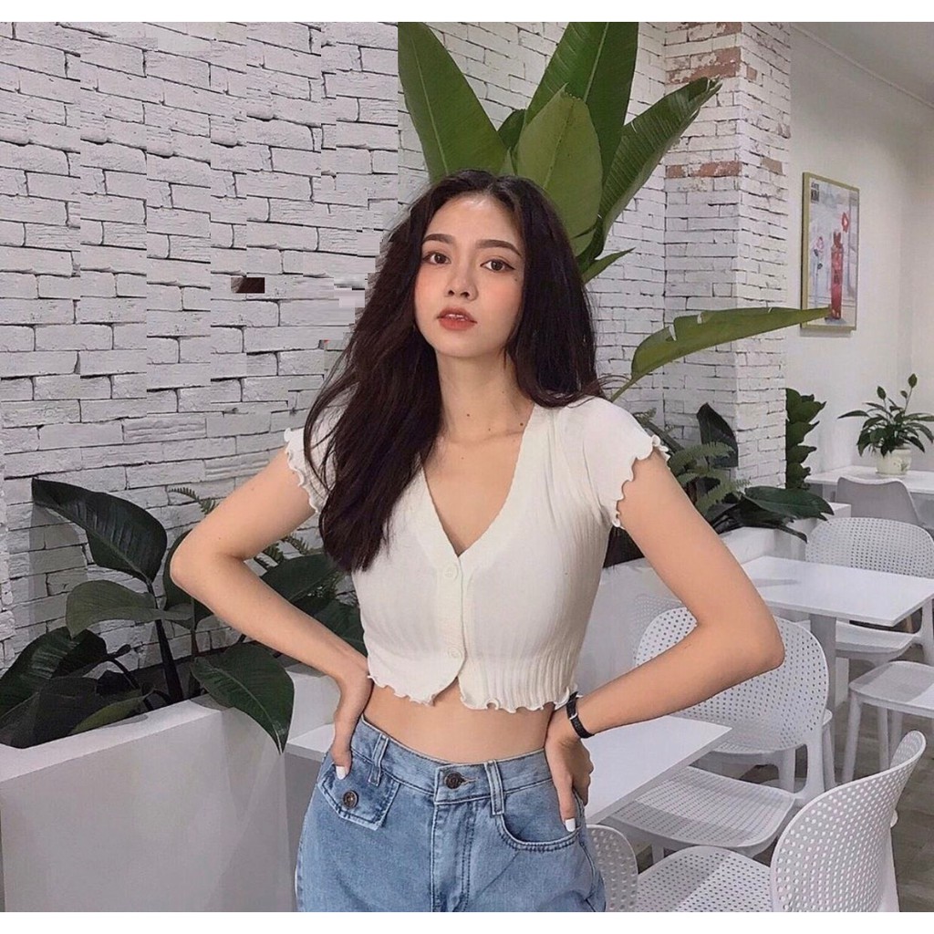 [HÌNH THẬT] ÁO THUN CROPTOP ÔM BODY GÀI NÚT 57