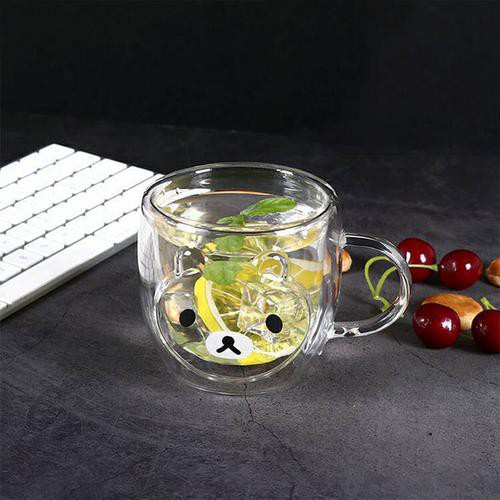 Ly thuỷ tinh 2 lớp hình gấu đáng yêu