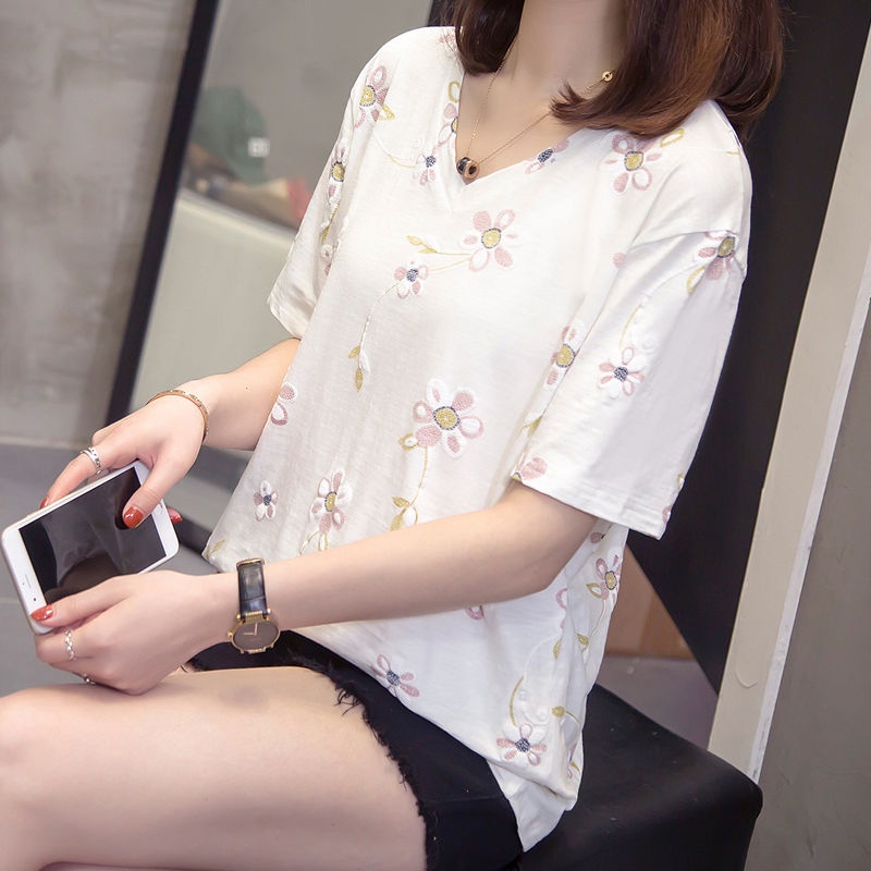 Áo Thun Ngắn Tay Dáng Rộng In Họa Tiết Kiểu Phương Tây Thời Trang Mùa Hè Cho Nữ