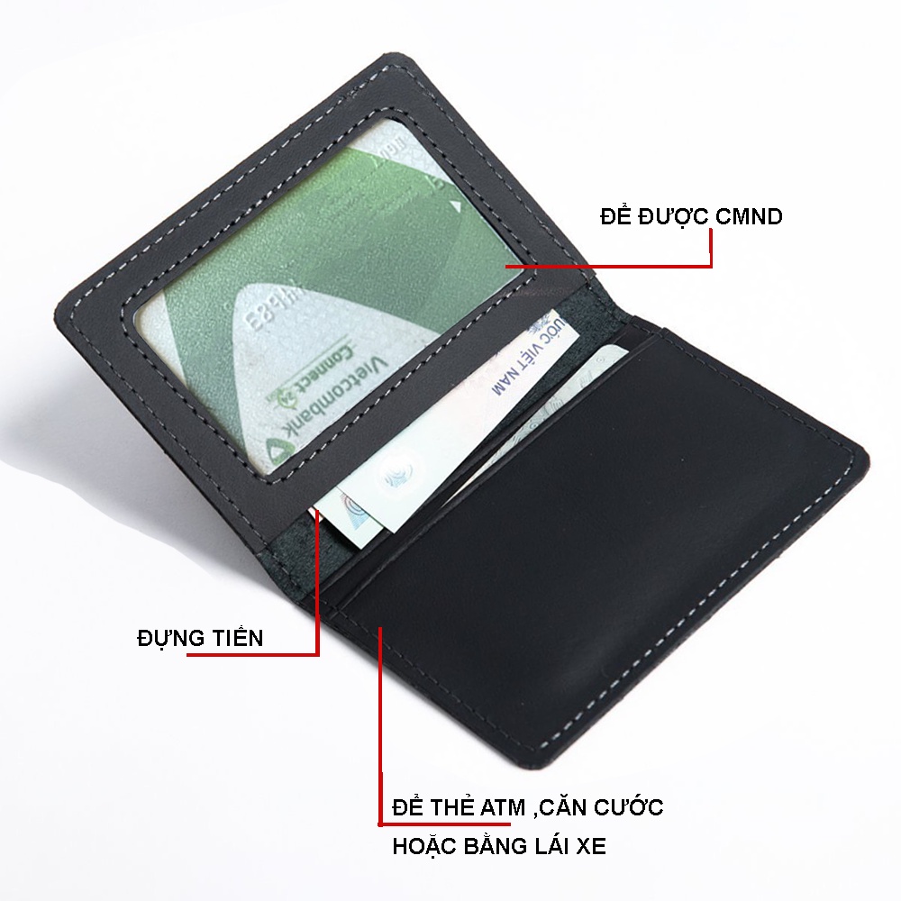 Ví mini cầm tay Da, Bóp nhỏ gọn bỏ túi đựng thẻ Card ATM, CMND, GPLX tiện lợi