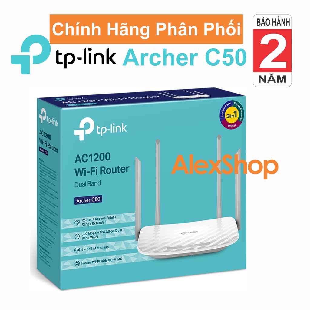 XÃ KHO  Phát Sóng Wifi TP-Link C50 v6 Băng Tần Kép 1200M Hàng Phân Phối Chính Thức - BH 24 Tháng