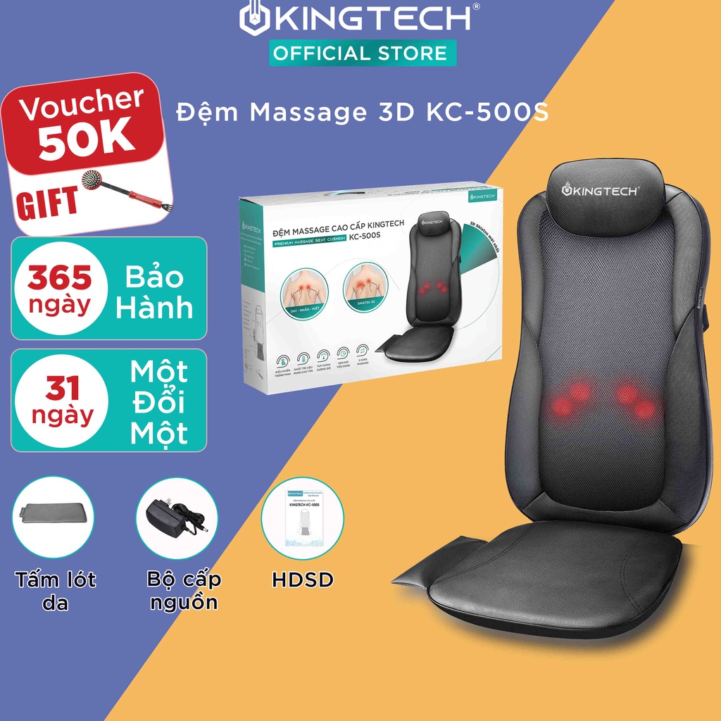 Đệm, Ghế Massage KINGTECH KC-500S - Mát Xa Lưng 3D Chuyên Sâu, Kết Hợp Tính Năng Nhiệt Hồng Ngoại - Chính Hãng
