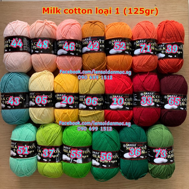 Len Milk Cotton loại 1 (Bảng màu 1) (cuộn 125gr)