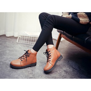 GIÀY BOOT CỔ THẤP CỘT DÂY CÁ TÍNH MÀU NÂU