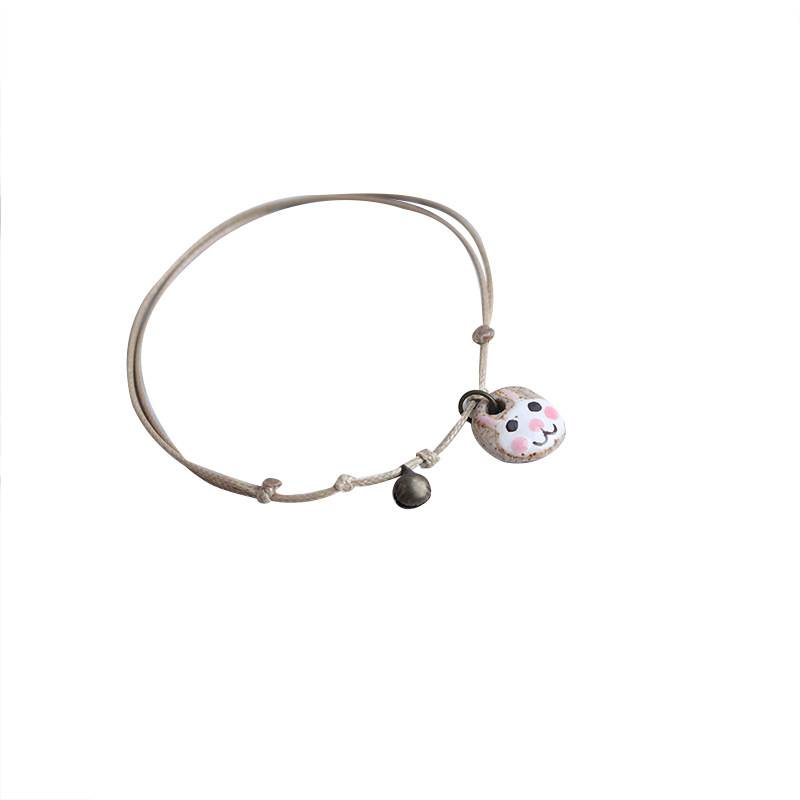 Vòng đeo tay dây bện mặt gốm phong cách retro đáng yêu | BigBuy360 - bigbuy360.vn