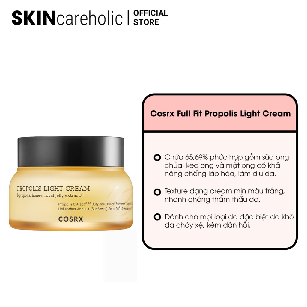 Kem Dưỡng Sáng Da, Chống Lão Hóa Cosrx Full Fit Propolis Light Cream