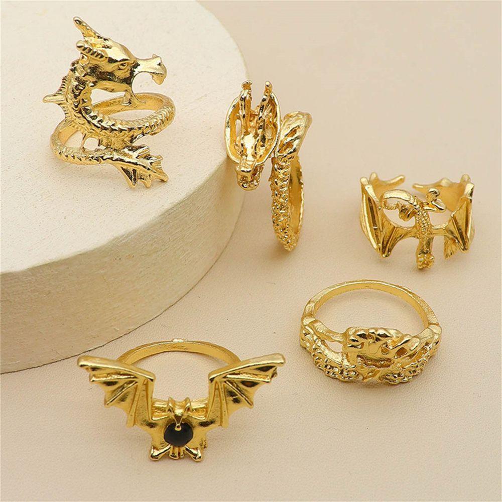 NIUYOU Set 5 Nhẫn Đeo Đốt Ngón Tay Hình Dơi Phong Cách Boho Gothic Hàng Mới