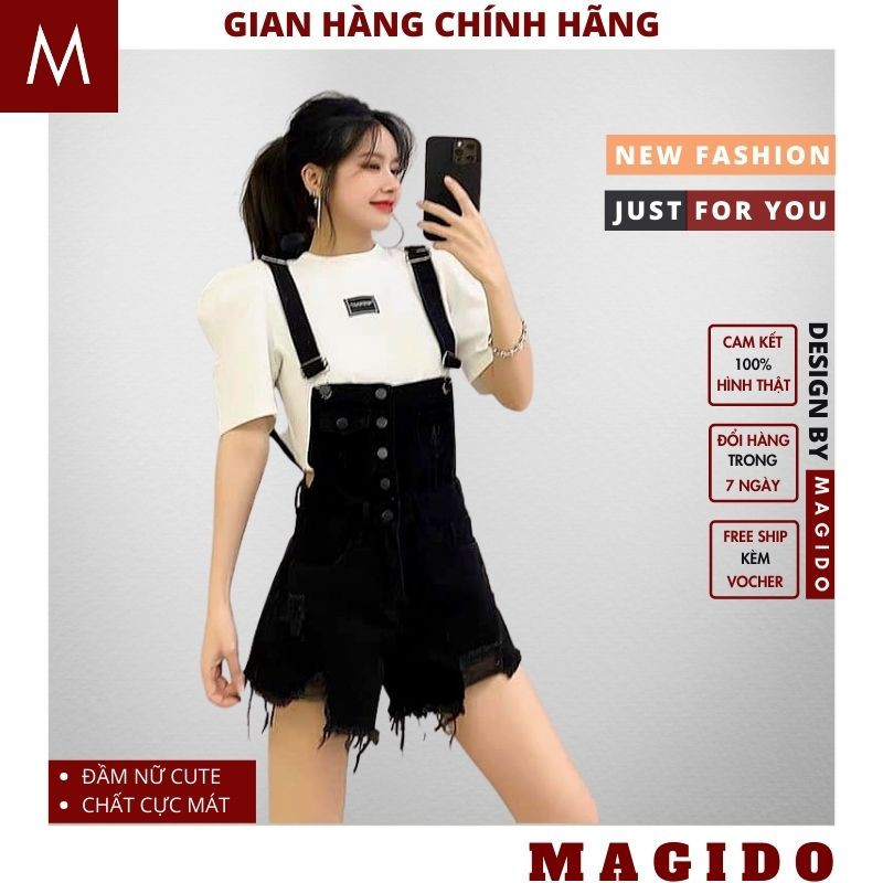 yếm bò nữ 💚 yếm jean nữ đùi cực xinh 2 mầu đen trắng, phong cách ulzzang cực xinh ,CUTE MAGIDO -(MUA 1 TẶNG 5+ ẢNH THẬT)
