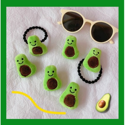 Dây Buộc Tóc / Huy Hiệu Cài Áo Hình Quả Bơ Nhồi Bông Đáng Yêu