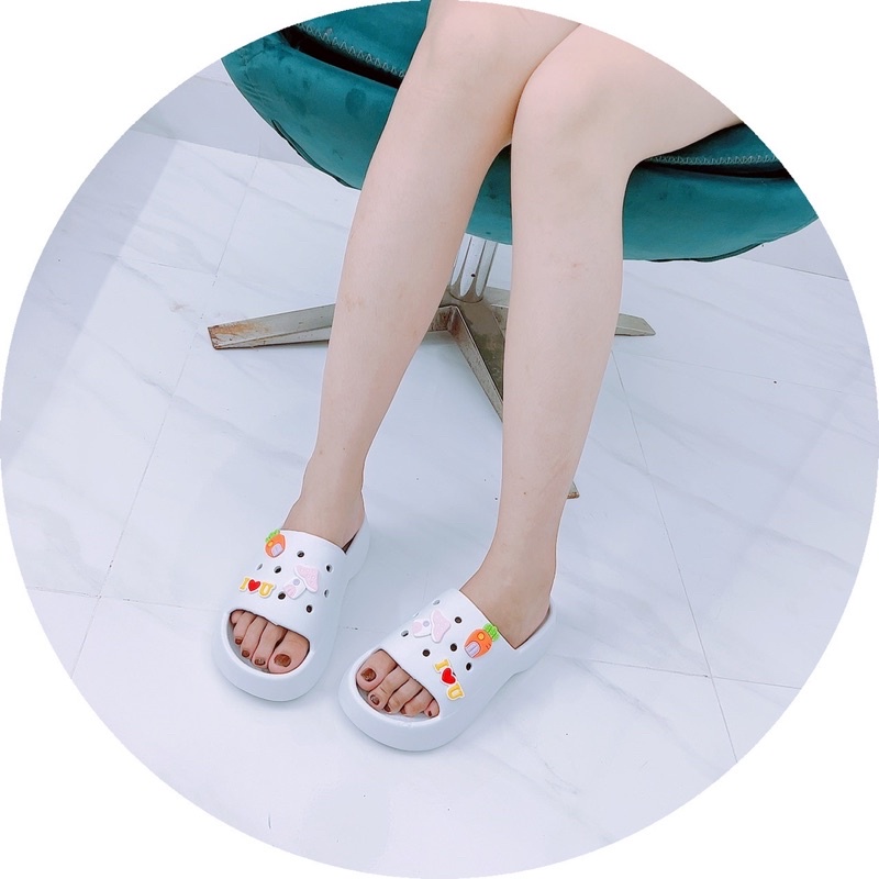 Dép cross mới đế lượn sóng cao 5p stick Nấm hồng xinh cực kì