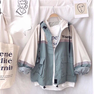 ÁO KHOÁC KAKI PHỐI MÀU YOETO LOT DÙ FOM RỘNG CHỐNG NẮNG NAM NỮ