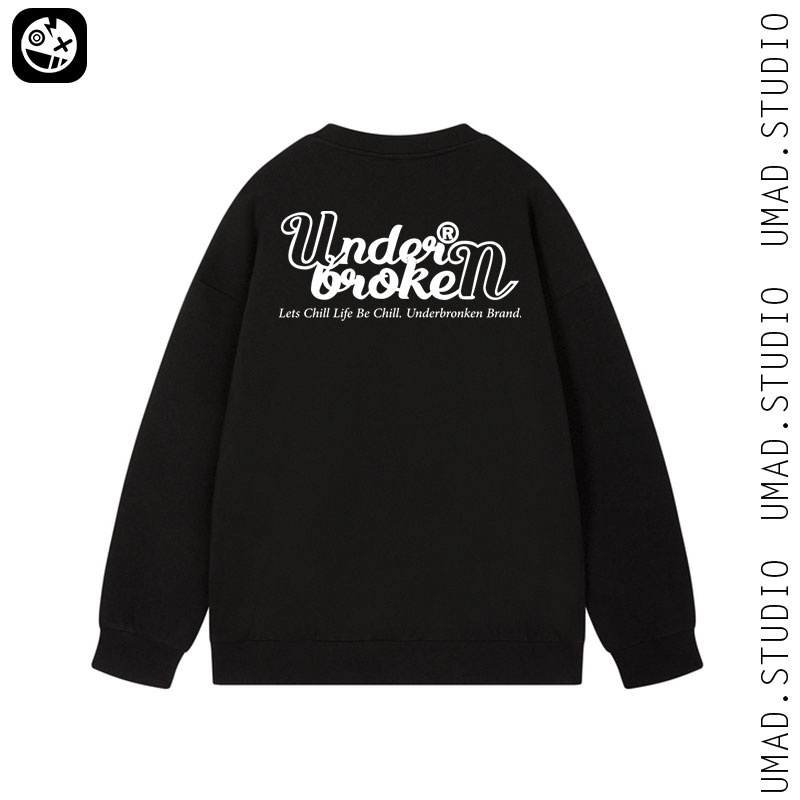 Áo Sweater UMAD nỉ tay dài UNDER BROKEN form rộng cổ tròn cho nam nữ, hoodie không nón cho mùa thu đông