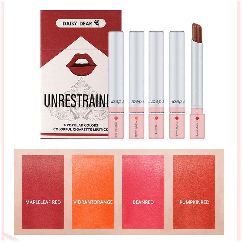 [Hàng mới về] Bộ 4 son môi DAISY DEAR chất lượng cao thiết kế vỏ hình thuốc lá độc đáo | BigBuy360 - bigbuy360.vn