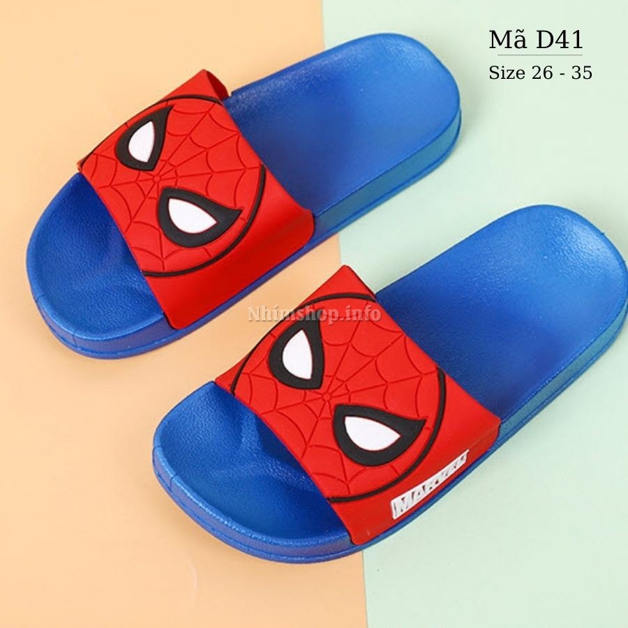 Dép lê cho bé trai đi trong nhà LIMIBABY in hình siêu nhân spiderman chất nhựa, xốp chống trơn trượt D41