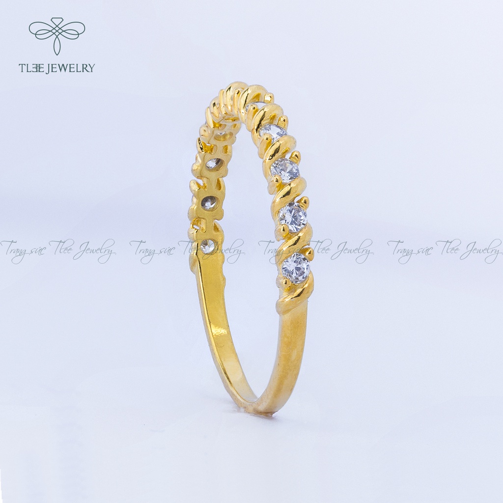 Nhẫn bạc nữ TLEE mạ vàng 14k viền đá bao xoắn sang trọng NCJ A0138