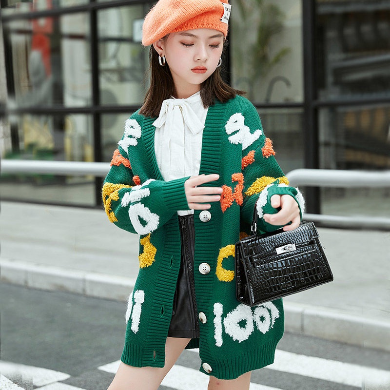 Áo khoác cardigan dệt kim thời trang thu đông cho bé gái