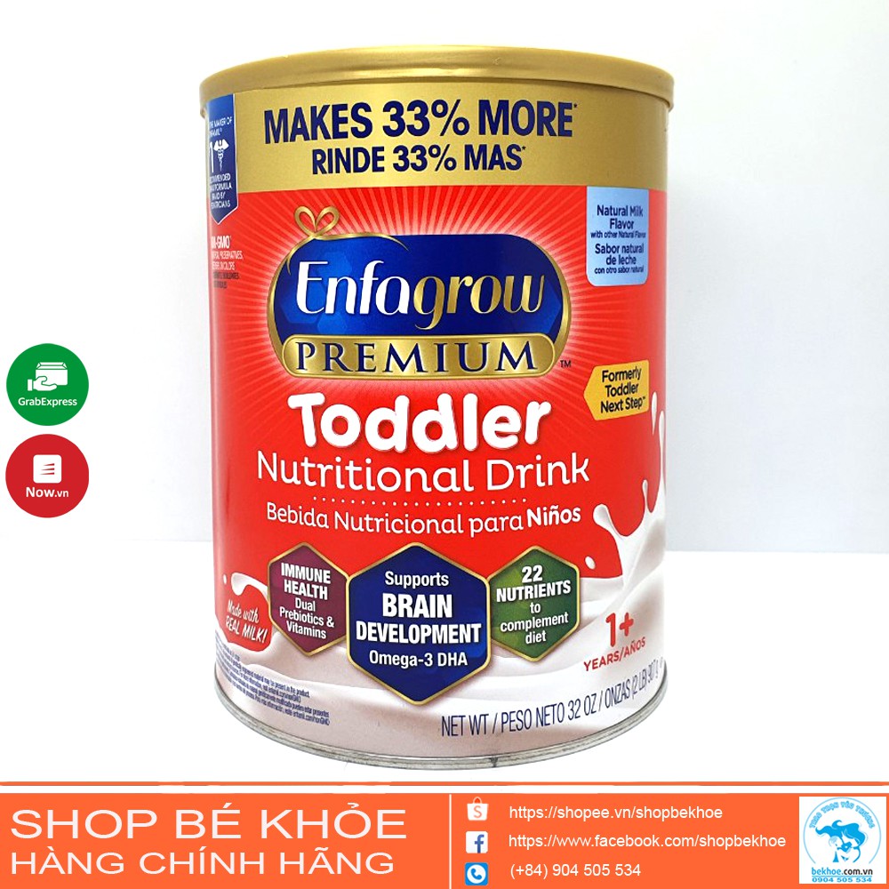 Sữa bột Enfagrow Premium toddler - Enfagrow đỏ nắp vàng 680gr , 907gr , 1.04kg - Mỹ